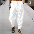 2026 Men Cotton Linen Pants Summer and Autumn Solid High Waist Wide-Leg Trousers Male Loose Hemp Casual Breathable Sports Pants