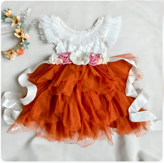 Elegant Little Girls Lolita Dress for Christmas Toddler Boho Chic Birthday Party Costume+ Blet 2pcs Outfit Set Wedding Clothing