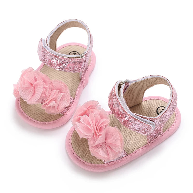Baby Girls First Walker Sandals - Butterfly Knot Soft Cotton Sole