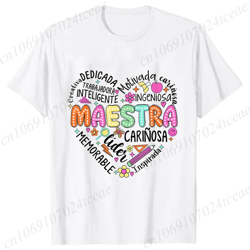 Spanish Maestra Women's T-Shirt Casual Short Sleeve Graphic Tee
