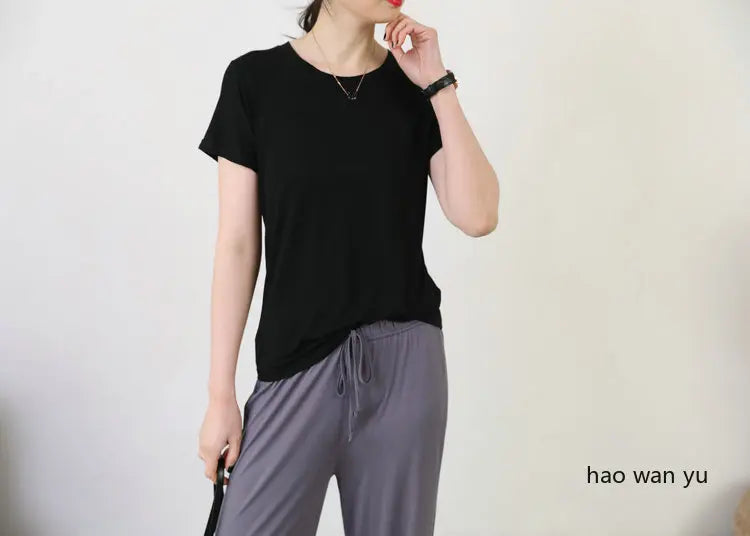 Women's Modal Pajama Set - Wide Leg Pants Casual Lounge Wear