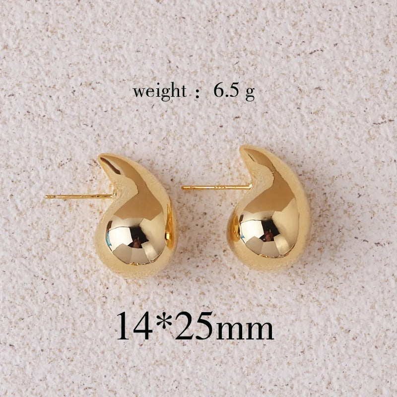 Teardrop Earrings Gold Tone Chunky Waterdrop Design For Women Fashion Jewelry 2024 Trend
