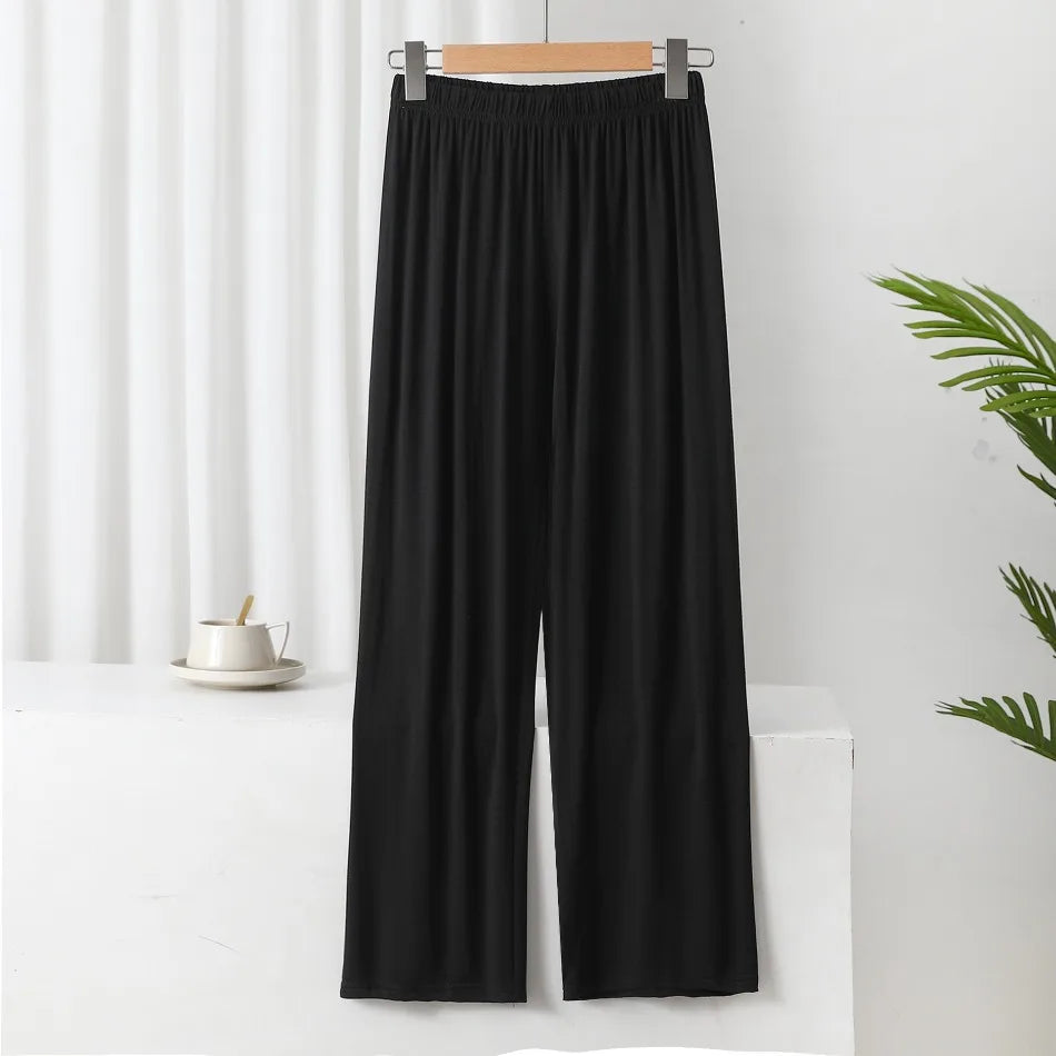 New Summer Knit Women's Modal Pants Loose Casual Wide Leg Pants for Women Bottoms Korean Fashion Home Streetwear Women Clothes