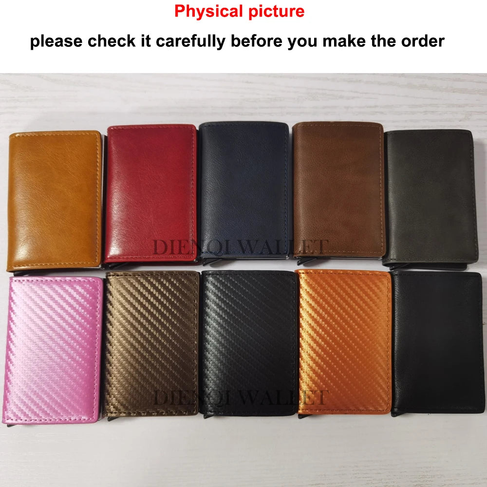 Carbon Fiber Credit Card Holder Wallets Men Brand Rfid Black Magic Trifold Leather Slim Mini Wallet Small Money Bag Male Purses