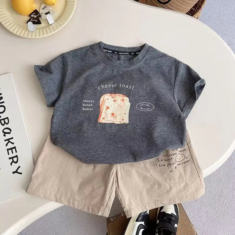 Kids Outdoor Sports Set Boys Girls Summer Short Sleeve T-Shirt Shorts Two-Piece Set Kids' Casual Striped T-Shirt 1-6 Year Set