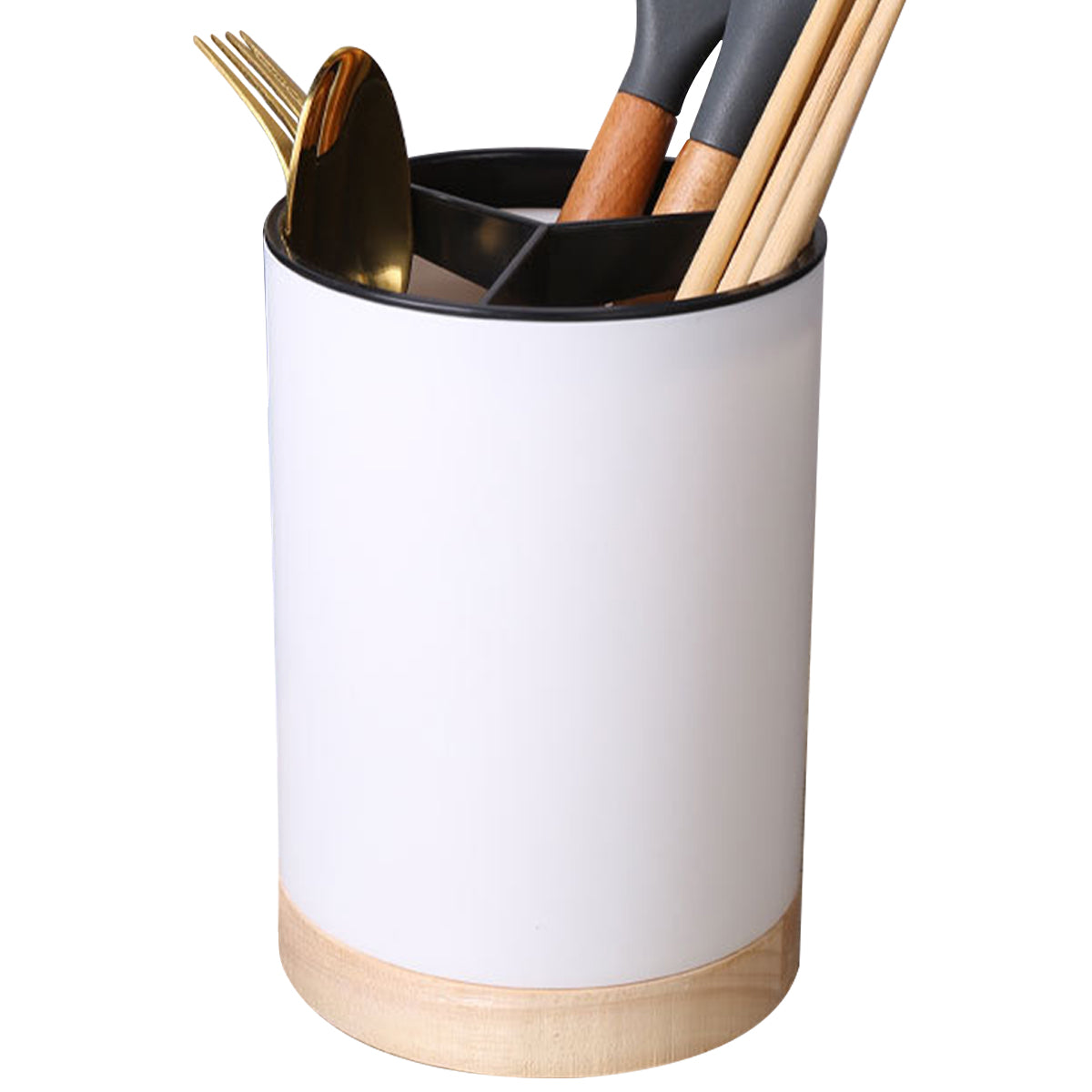 Cubo de almacenamiento de vajilla de cocina, soporte para utensilios, escurridor de cubiertos, estante de almacenamiento de palillos y cucharas de plástico, desmontable con 3 divisiones