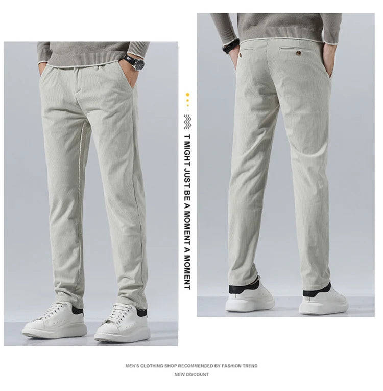 Autumn and Winter Men's Corduroy Trousers New Men's Clothing Stretch Slim Fit Casual Pants Fashion Mens Business Work Pants
