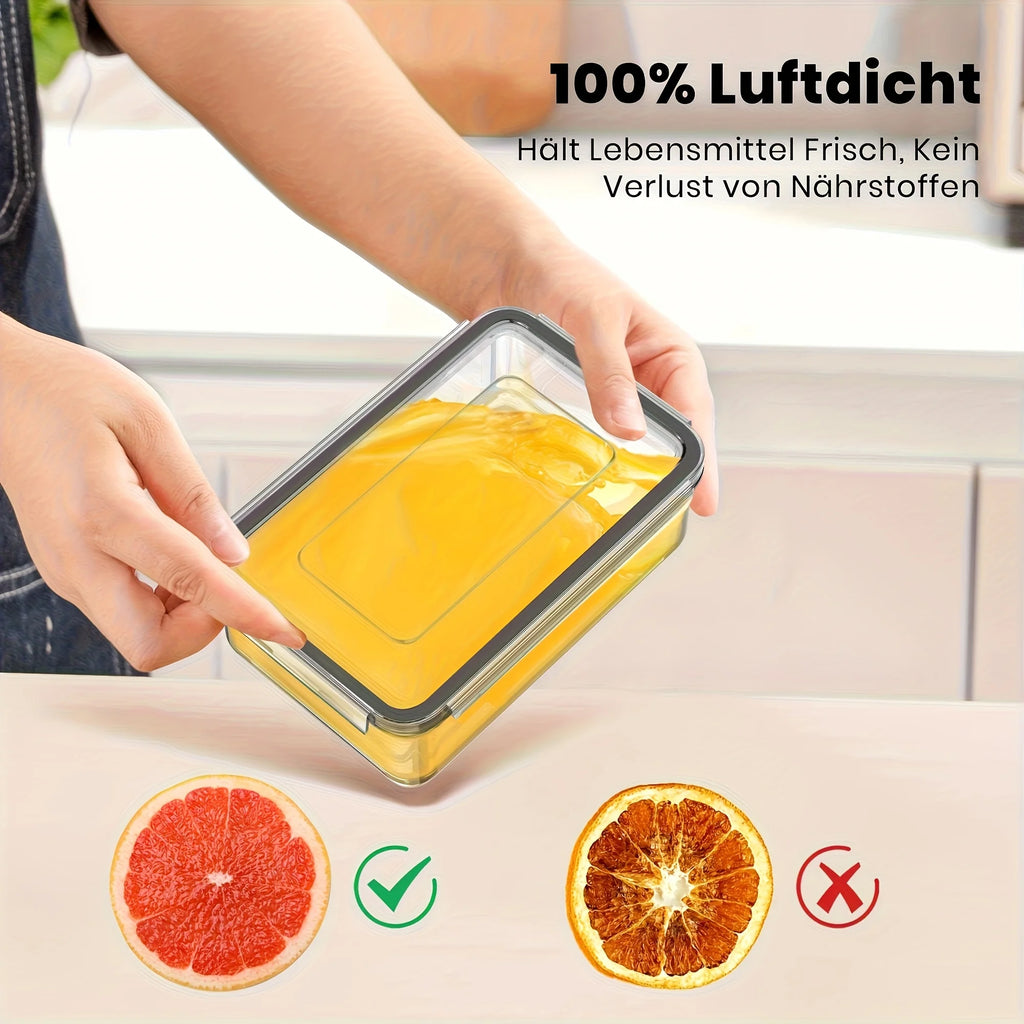Juego de Recipientes Transparentes para Alimentos - Apto para Microondas, Fiambrera Multifuncional de Plástico con Tapa + 24 Etiquetas de Pizarra