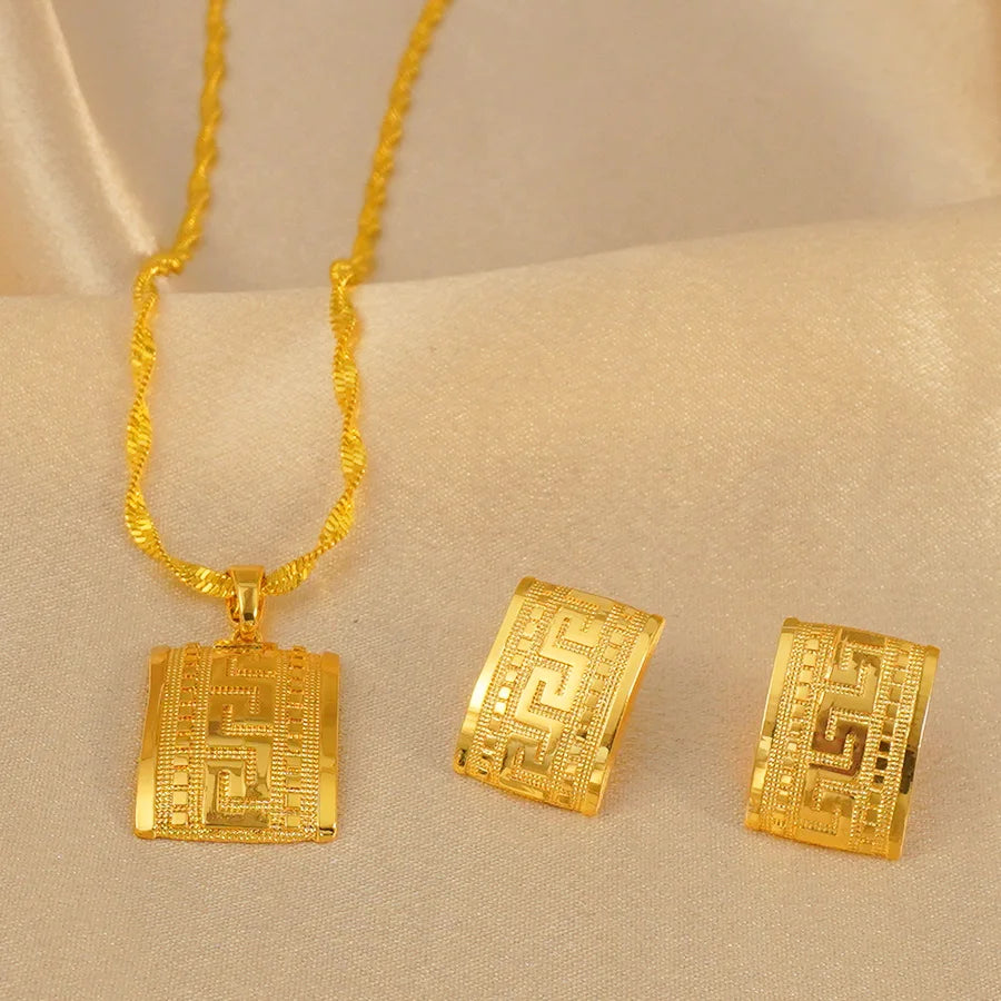 Habesha Gold Necklace & Earrings Set