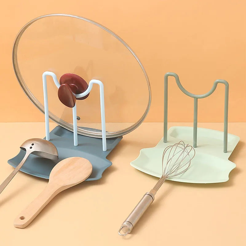 Organizador de cocina, soporte para tapas de ollas, estante para secar sartenes, soporte de encimera sin perforaciones para cucharas, accesorios para el hogar