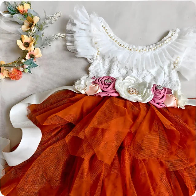 Elegant Little Girls Lolita Dress for Christmas Toddler Boho Chic Birthday Party Costume+ Blet 2pcs Outfit Set Wedding Clothing