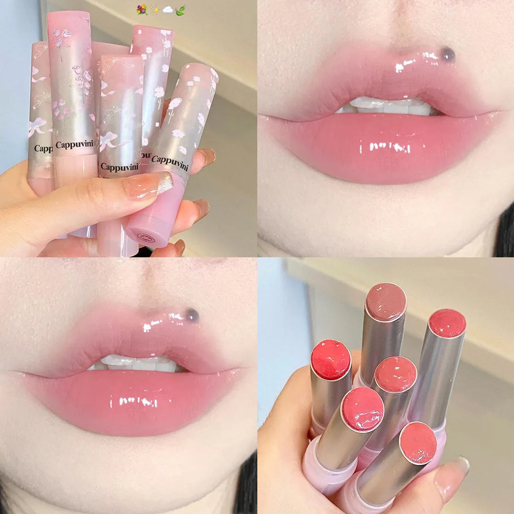 Flower Hydrating Solid Lip Gloss Mirror Shine Lip Honey Moisturizing Glossy Pink Jelly Lip Balm Non Sticky Makeup Lipstick