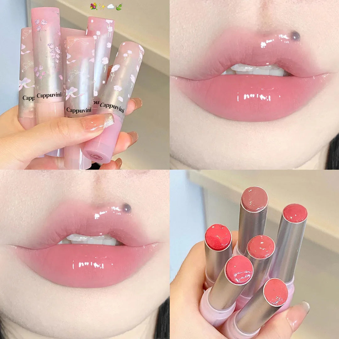 Flower Hydrating Solid Lip Gloss Mirror Shine Lip Honey Moisturizing Glossy Pink Jelly Lip Balm Non Sticky Makeup Lipstick