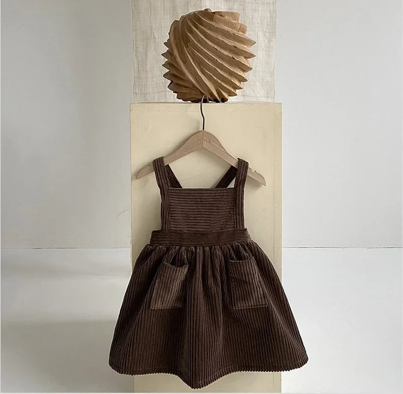 Baby Girls Corduroy Sleeveless A-Line Sundress - Vintage Style