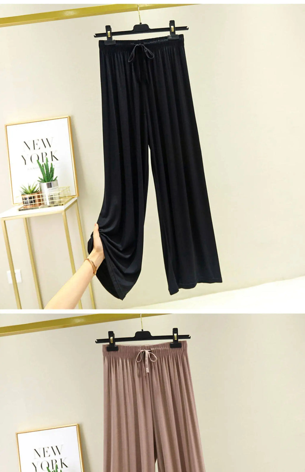 VGVFHZY Women's Wide Leg Pants High Waist Casual Loose Ice Silk