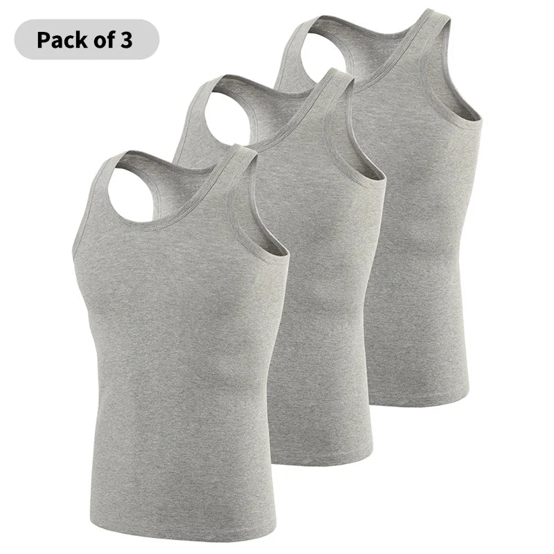 3/1 Piece Men'S Pure Cotton Vest Fitness Training Jacket Four Seasons Solid Color Tight Sleeveless T-Shirt Teenagers Casual Joke