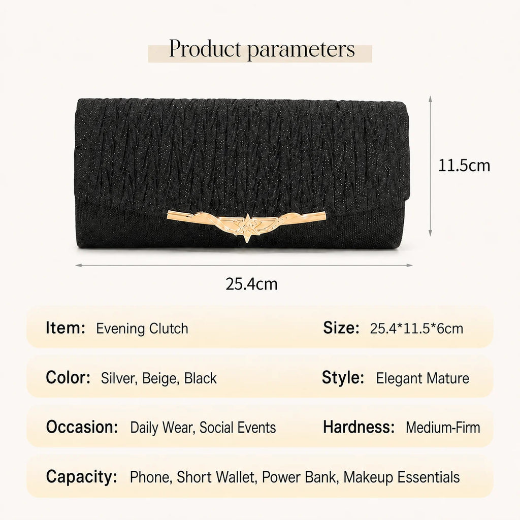 Rectangular Evening Bag Shimmer Crossbody Clutch Shimmer Fabric Clutch Elegant Evening Bag For Evening Party Social Gathering