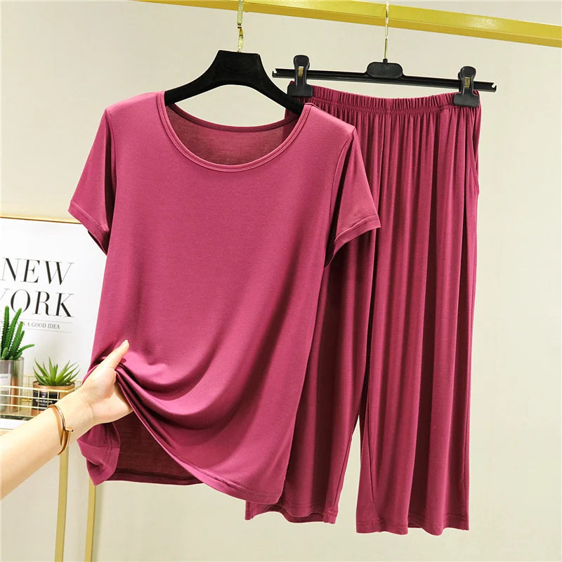 Women's Modal Sleepwear Set - Lightweight Casual T-Shirt and Shorts