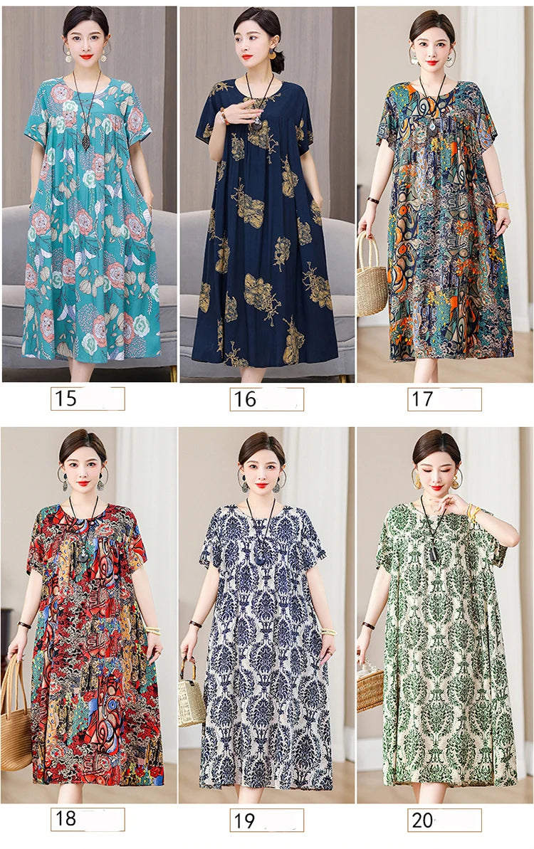 New Fashion Casual Summer Dress For Women Ladies O-Neck Print Short Sleeve Dress plus size Women Clothing