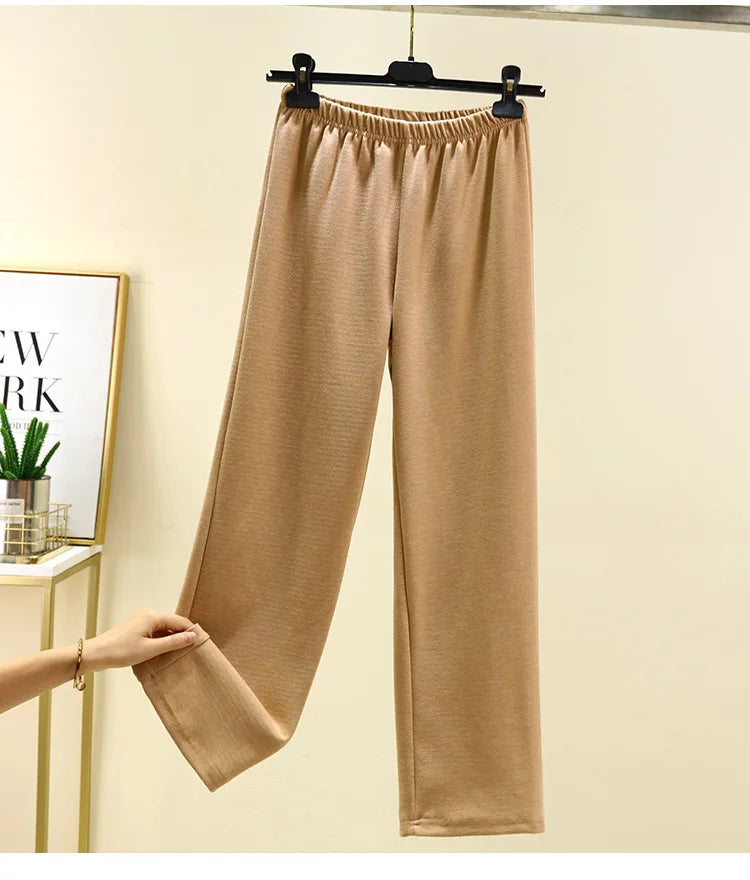 Thickened Double-sided Fleece Straight-leg Pants Women's Winter Sleepwear Sweatpants Casual Comfortable Long Trousers