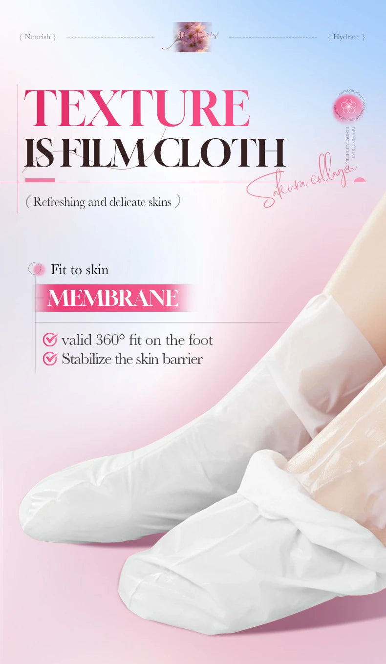 5 Pairs SADOER Collagen Sakura Nourishing Foot Mask Moisturizes Exfoliates And Nourishes Tender Smooth Feet Skin Care Masks