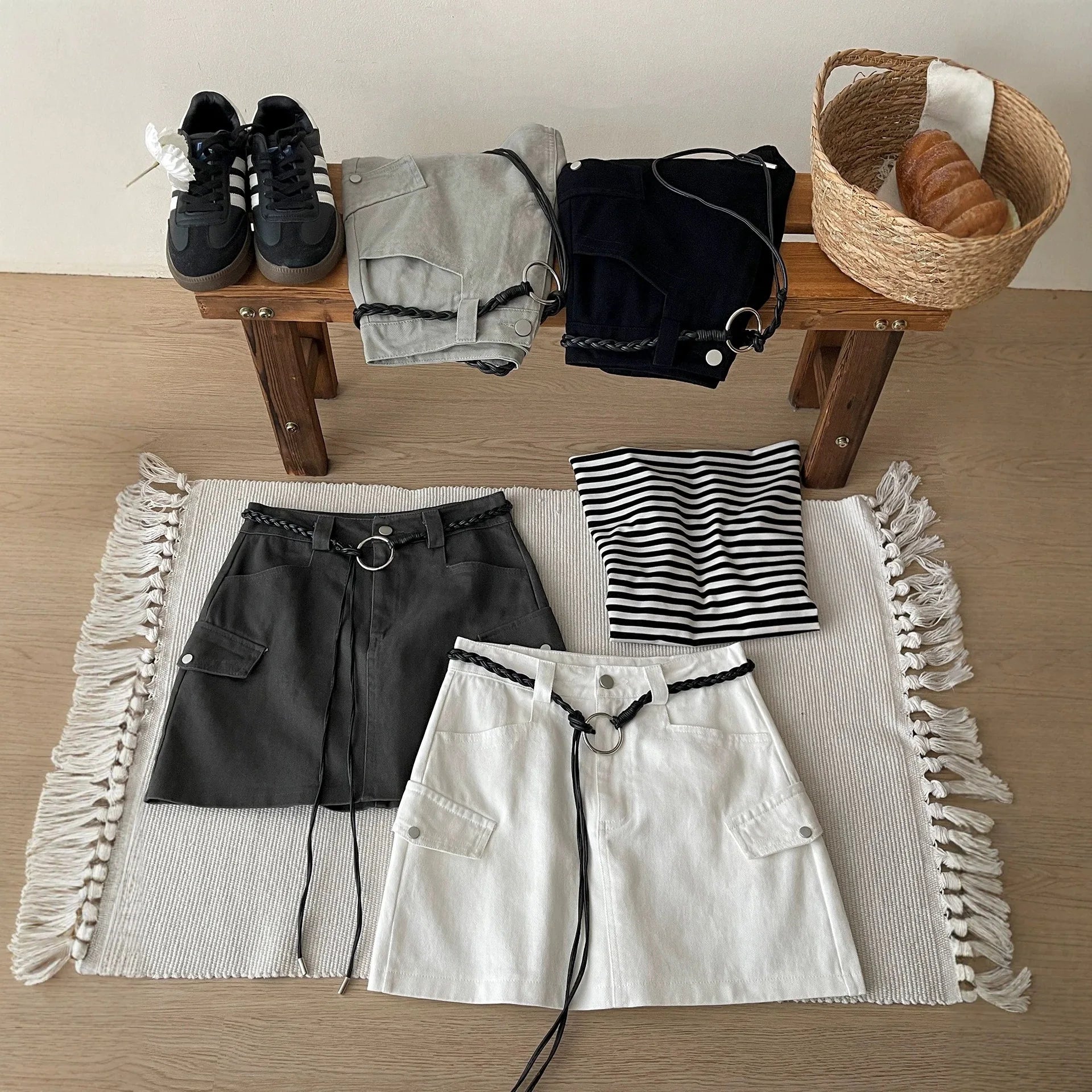 American Retro Versatile Denim Washed Cotton Workwear Mini Skirt Women Summer Korean Chic Bodycon Sexy A-Line Half-length Skirt