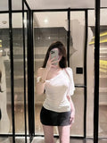 Summer New Style Casual Loose Shoulder Sexy White T-shirt Women's Short Sleeve Short Length Slimming Show Shoulder Top