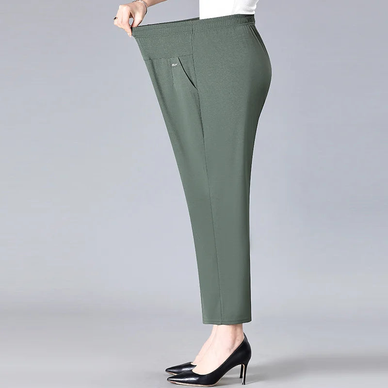Middle Aged Women'S'S Pants 2026 New Summer Thin High Waiste Elastic Loose Straight Pants Female Casual Trousers 5Xl 6Xl 7Xl 8Xl
