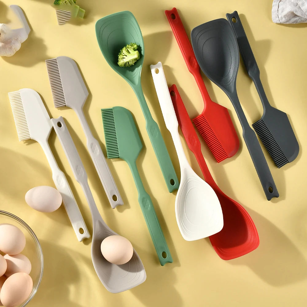 Silicone Kitchen Mixing Spoon - Non-Slip Grip Scraper Utensil