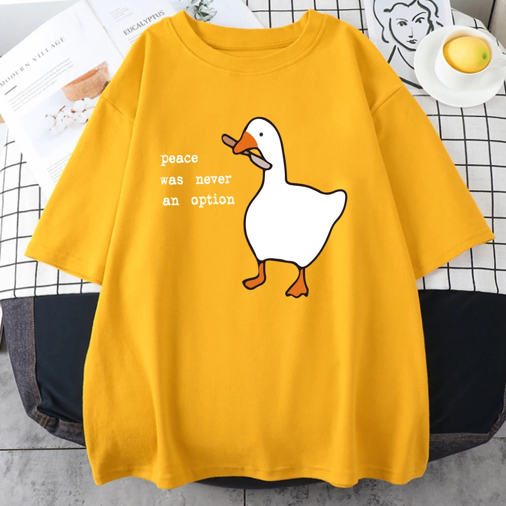 Peace Was Never An Option Prints Mans Cotton Tee Clothing Creativity All-Math Short Sleeve Fashion Casual Loose Tops Men T-Shirt