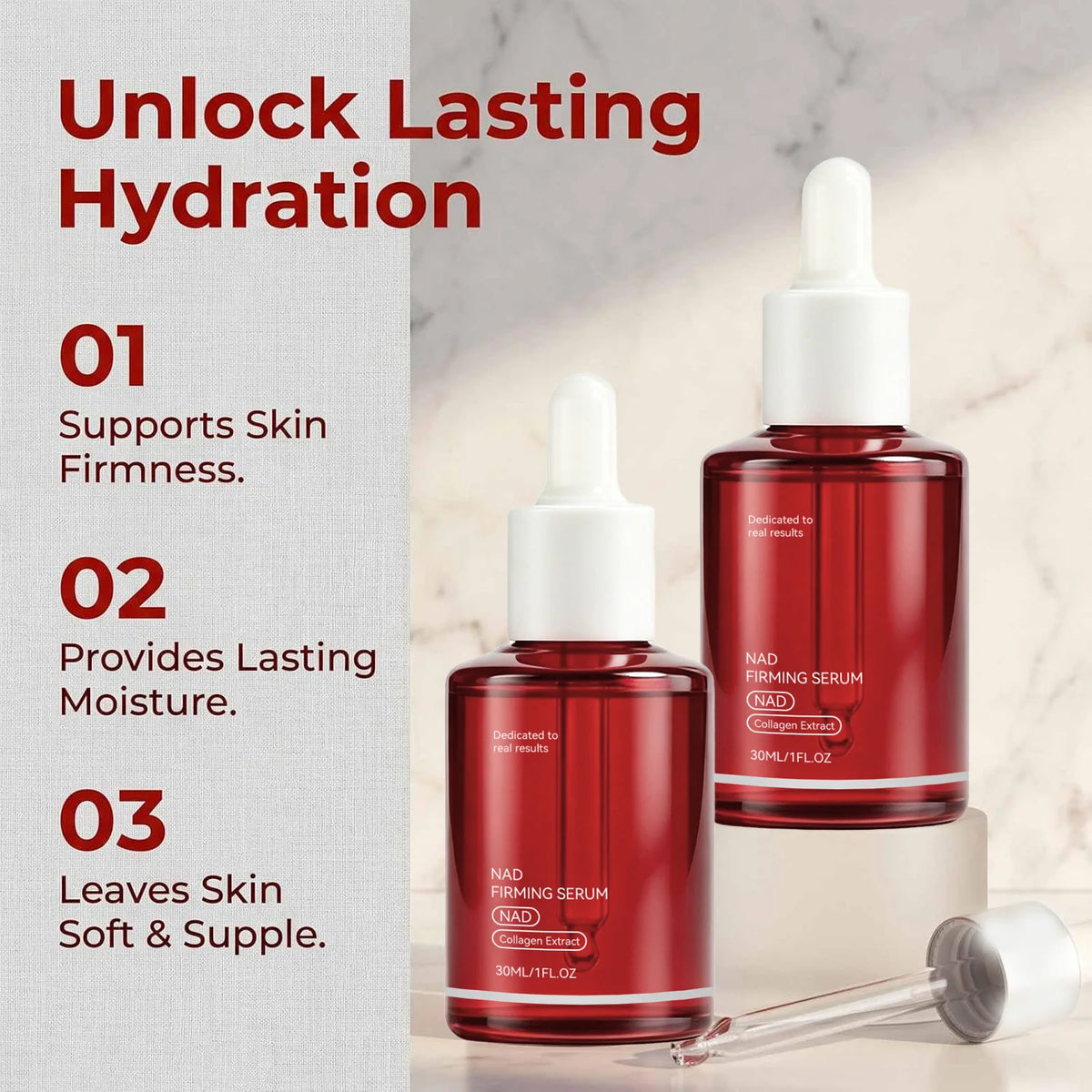 NAD+ Firming Facial Serum with Collagen Extract & Peptides, 30ml