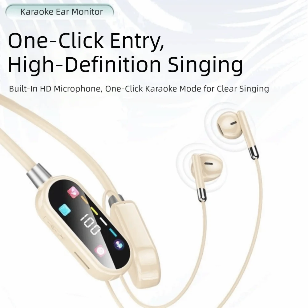 Wireless Wireless Earphones Long Battery Life HiFi Stereo Neckband Headphones HD Mic LED Display Screen Sports Headset