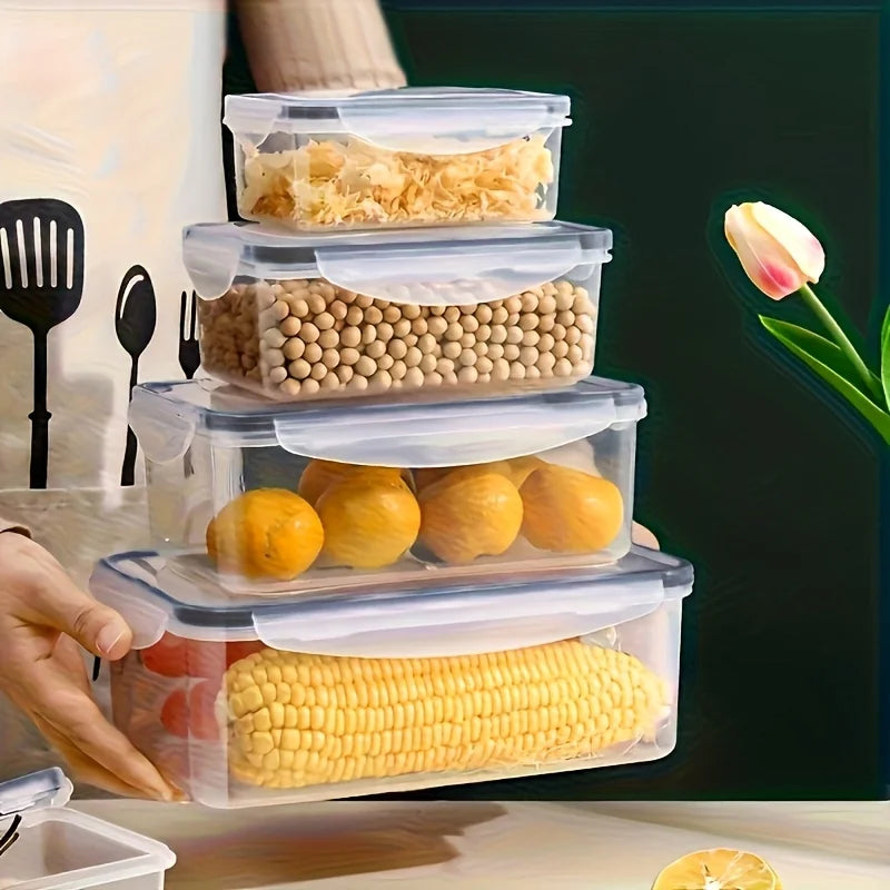 Juego de Recipientes Transparentes para Alimentos - Apto para Microondas, Fiambrera Multifuncional de Plástico con Tapa + 24 Etiquetas de Pizarra