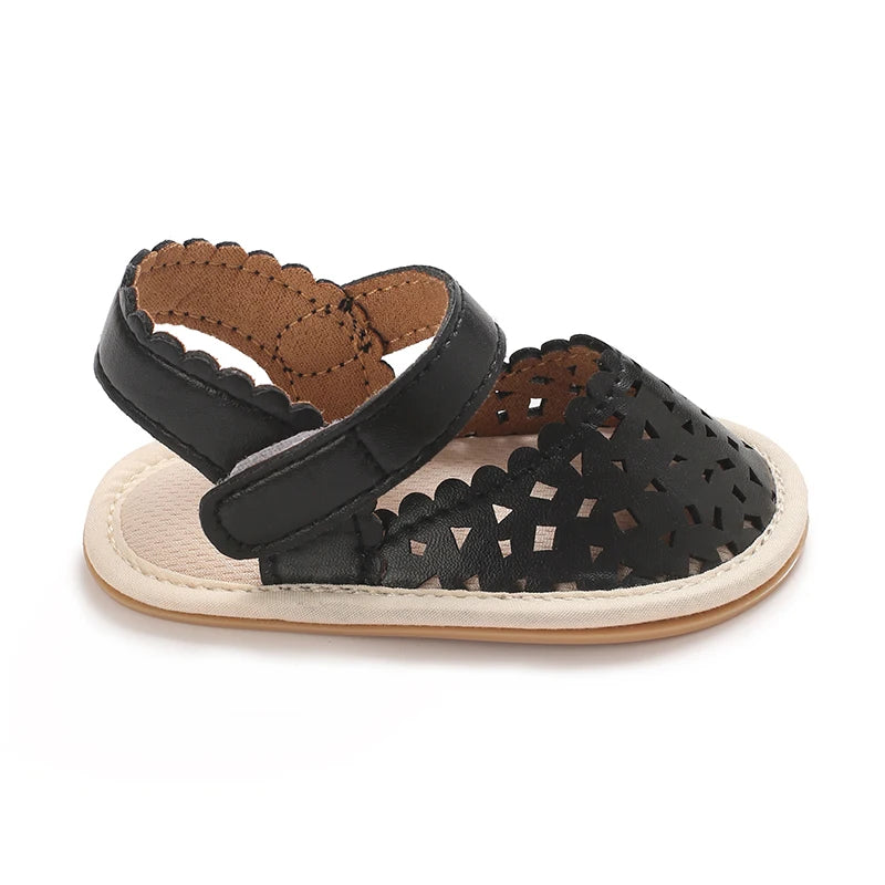 0-18M Baby Girls Summer Fashion Classic Minimalist Hollow Sandals Anti-Slip Casual Walking Shoes
