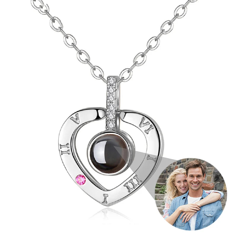 Custom Photo Projection Necklace With I Love You In 100 Languages Personalized Gift For Women