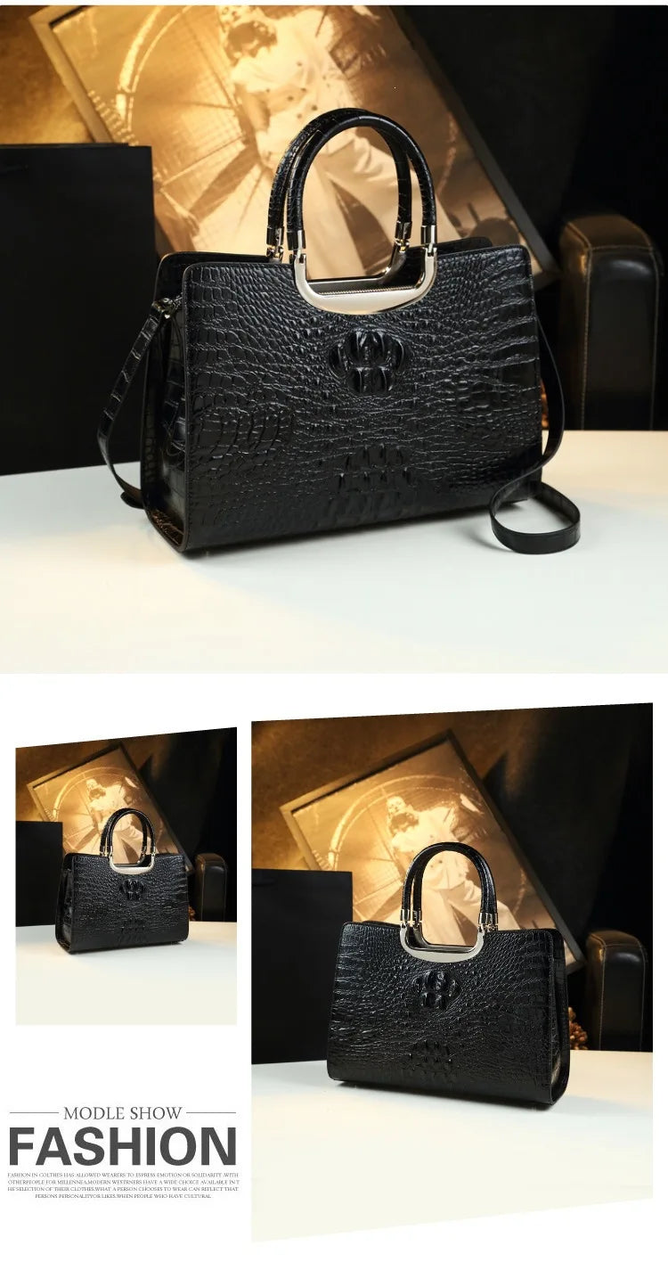 2026 New Ladies Large Tote Business Bag Luxury Leather Crocodile Pattern High Capacity Handbag Single Shoulder Bag for Women