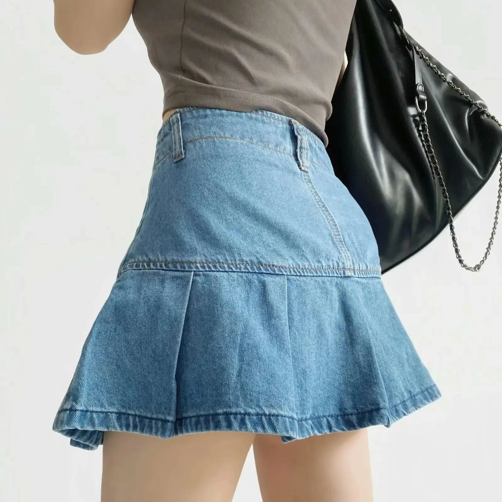 4 colors 2025 Y2K Low Waist Pleated Mini Skirt American Retro Women Package Hips Ruffles Short Skater Skirts With Shorts lining