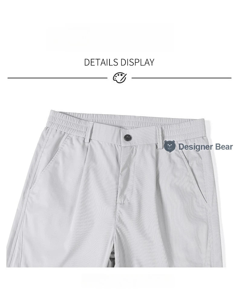 Brand Clothing Spring Summer Thin Men's Casual Straight Trousers Elastic Waist Outdoor Business Solid Color Long Pants Male