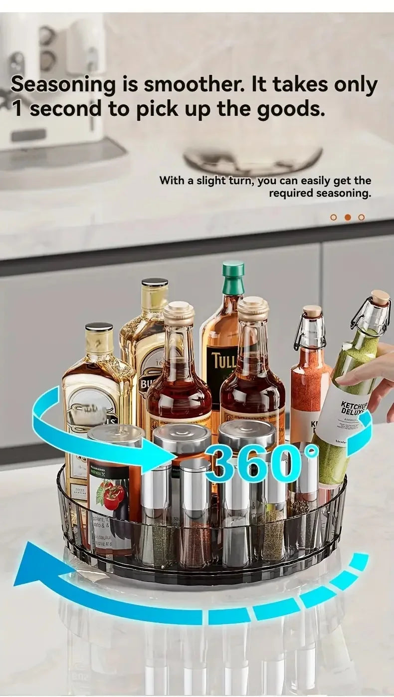 360° Rotating Spice Rack Organizer - 21x4cm Countertop Storage Box
