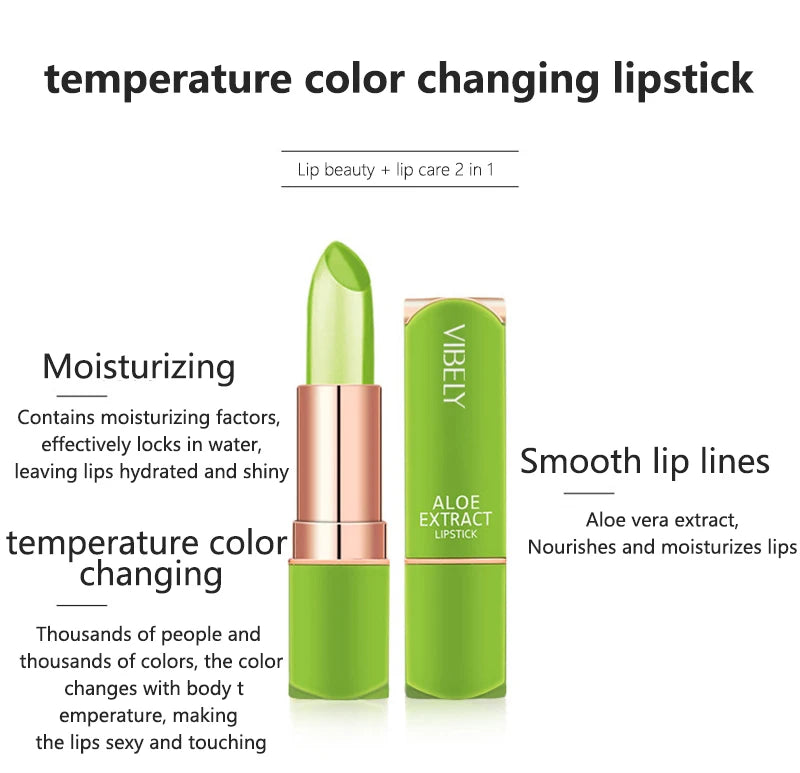 Aloe Vera Temperature Color Changing Lipstick Moisturizing Jelly Lip Balm Long Lasting Nourishing PH Reactive Lip Gloss Lip Care