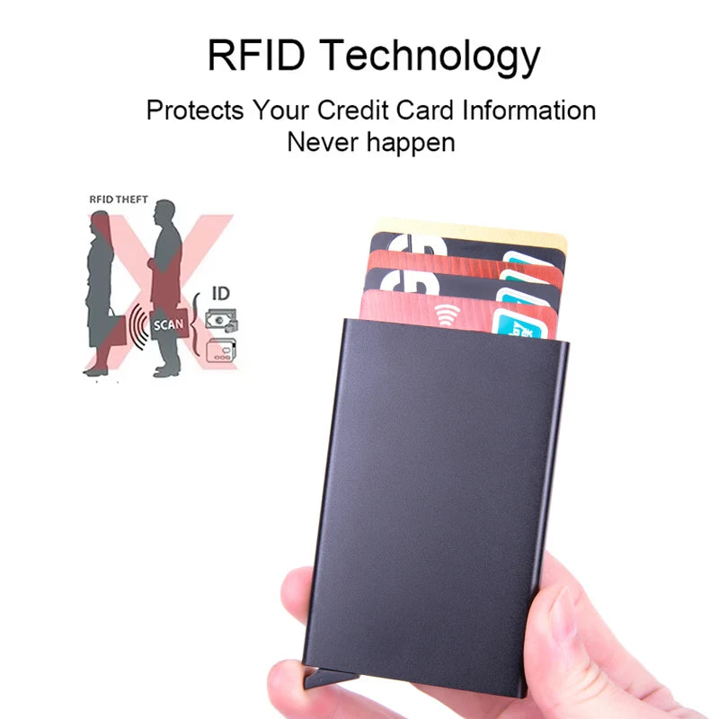 ID Credit Bank Card Holder Wallet Luxury Brand Men Women Anti Rfid Blocking Protected Magic  Slim Mini Small Money Wallets Case