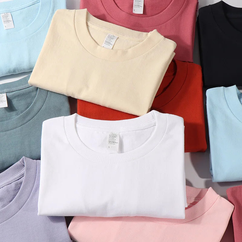250G Heavy Men's T-shirt Solid Color Cotton Short-sleeved Men T shirt Bottoming Tops Tees Shirt