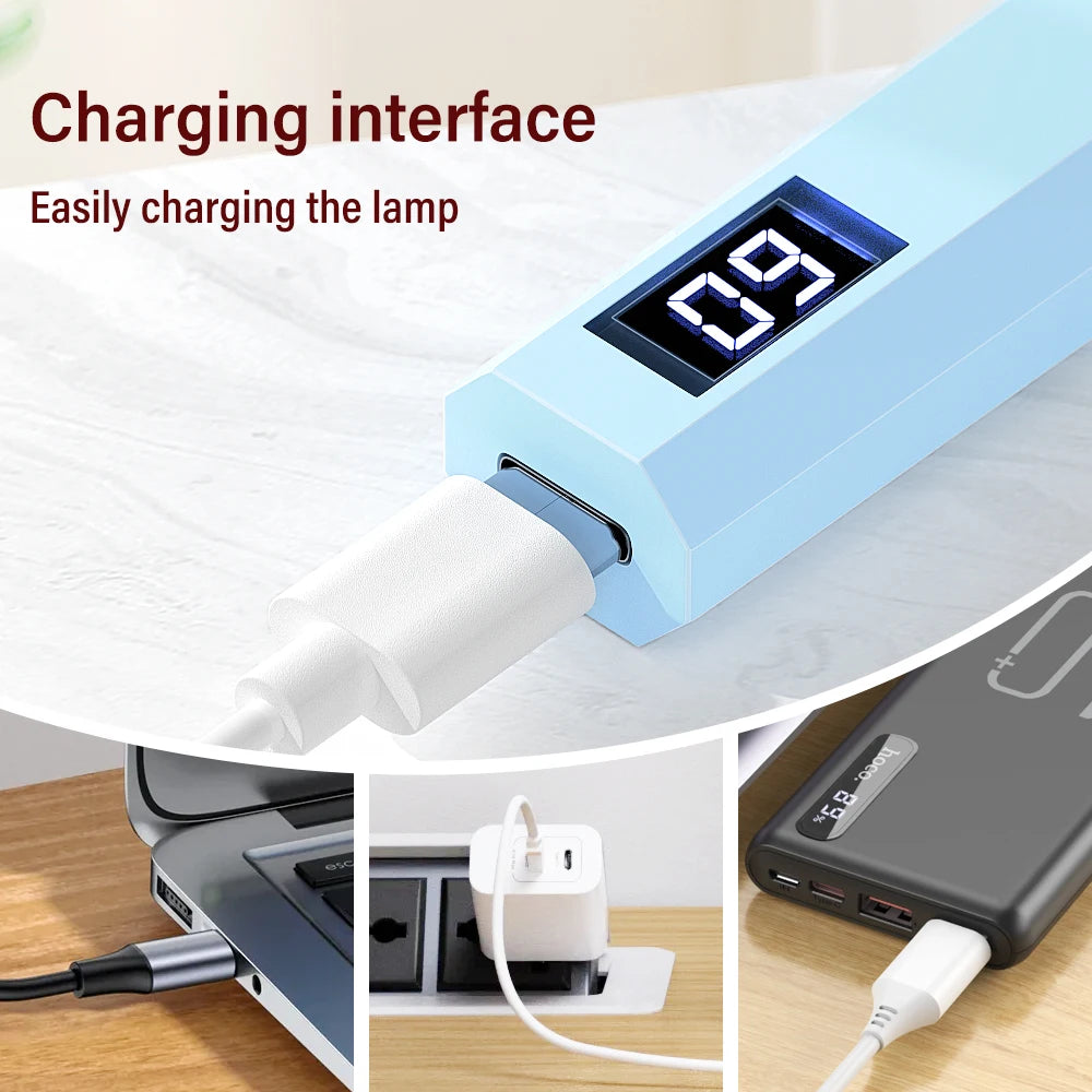 YIKOOLIN Portable Rechargeable UV LED Nail Dryer Mini Gel Polish Curing Lamp 2 Timing Modes USB Charging Manicure Tool Home Use