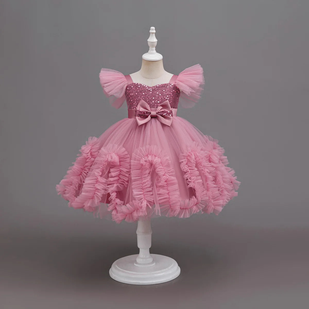 HETISO Girls Sequined Tutu Mesh Dress Summer Kids Birthday Party Christmas Ball Gown Child Wear For 3-10 Years