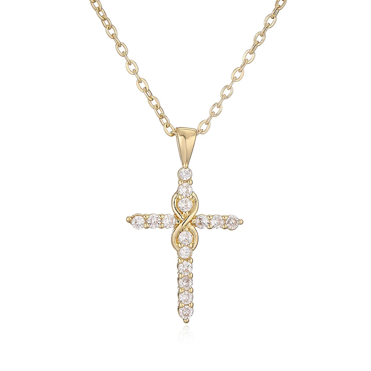 Zircon Jesus Jewelry For Women'S Copper Cross Pendant Necklace Fashion High Quality Acc Gold Silver