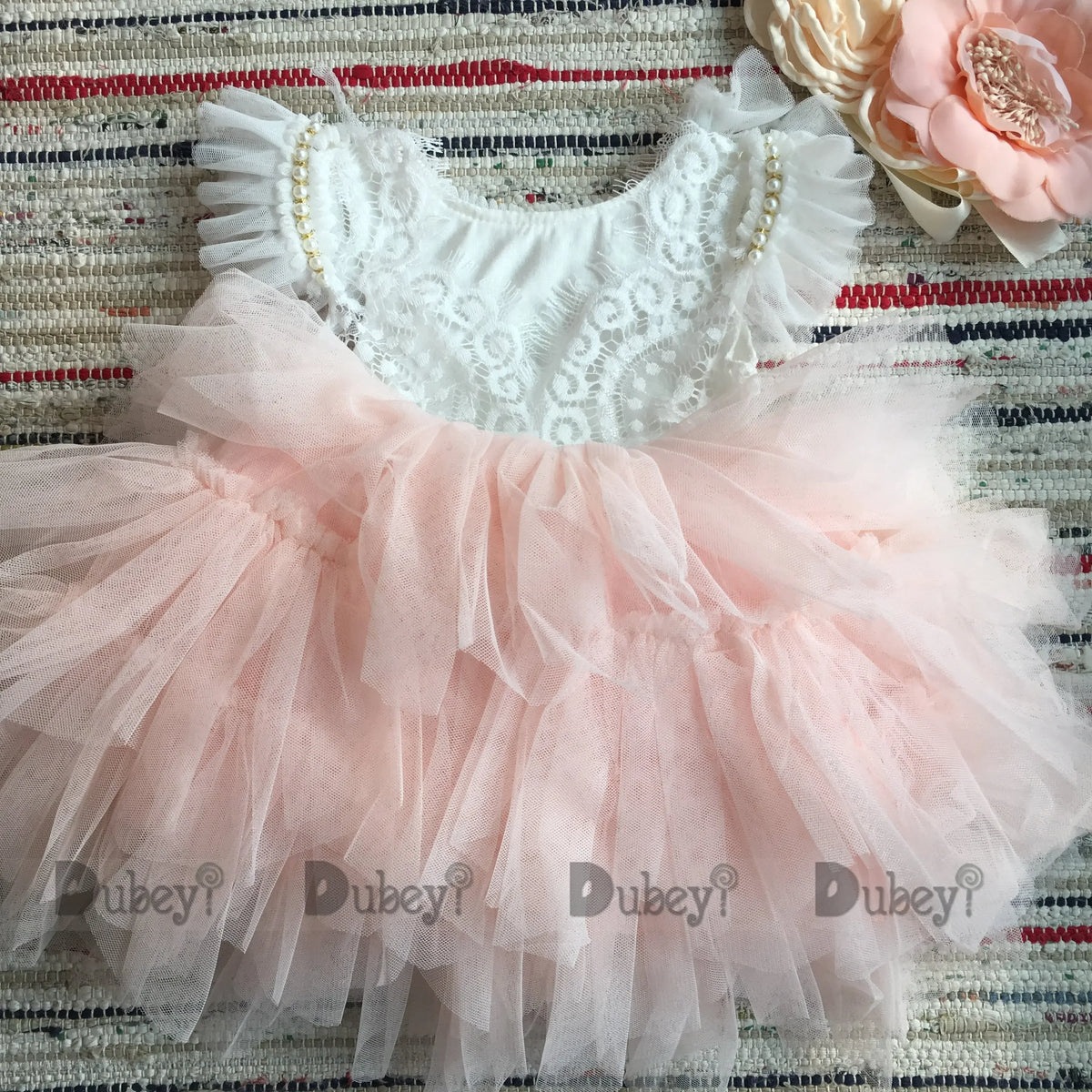 Spanish Toddler Girls Beading Dress for Baby Baptism Dress Birthday Kids Flutter Sleeve Tutu Princess Vestido Clothing