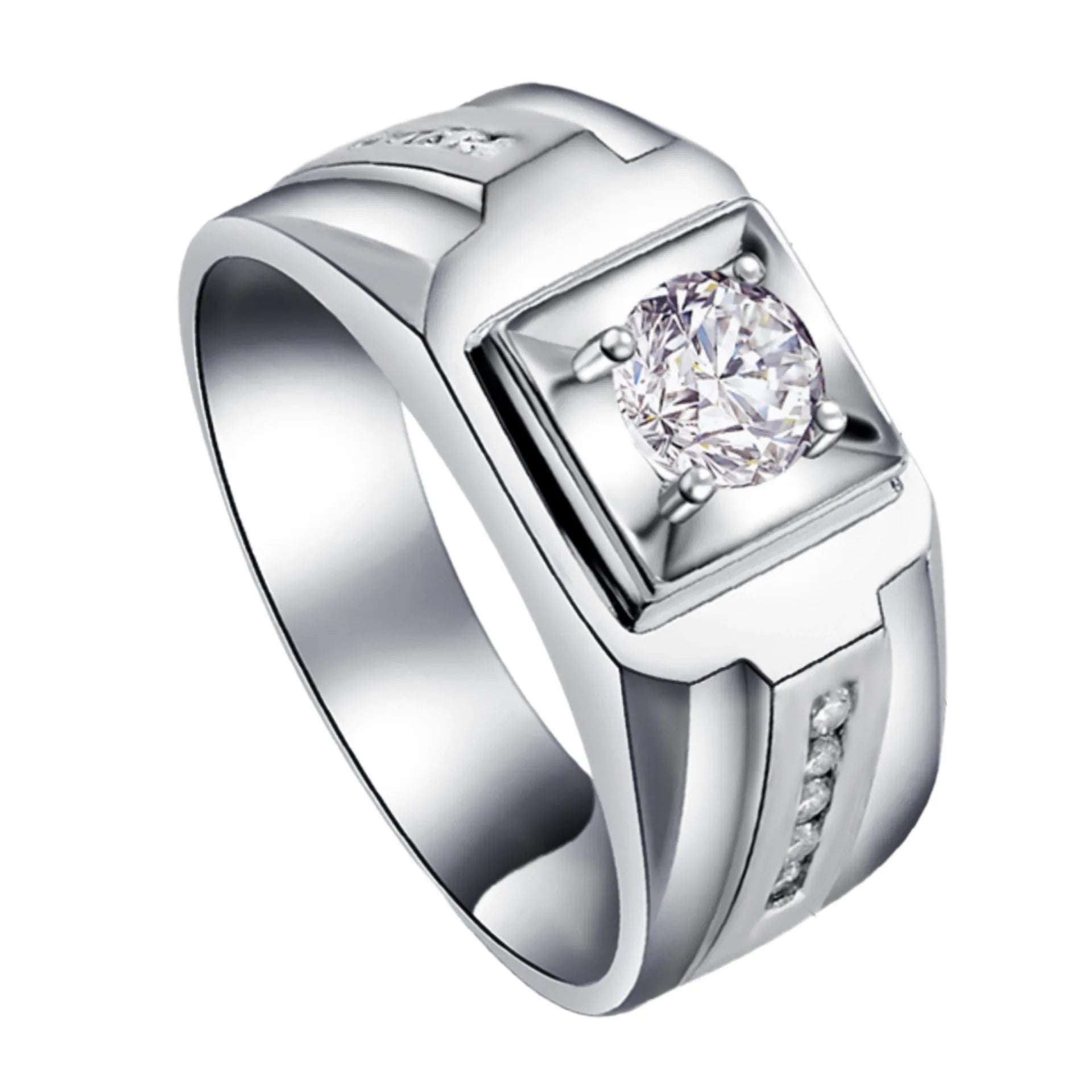 925 Sliver Man Rings Shining Zircon for Man Women Wedding Engagement Jewelry Fashion Luxury