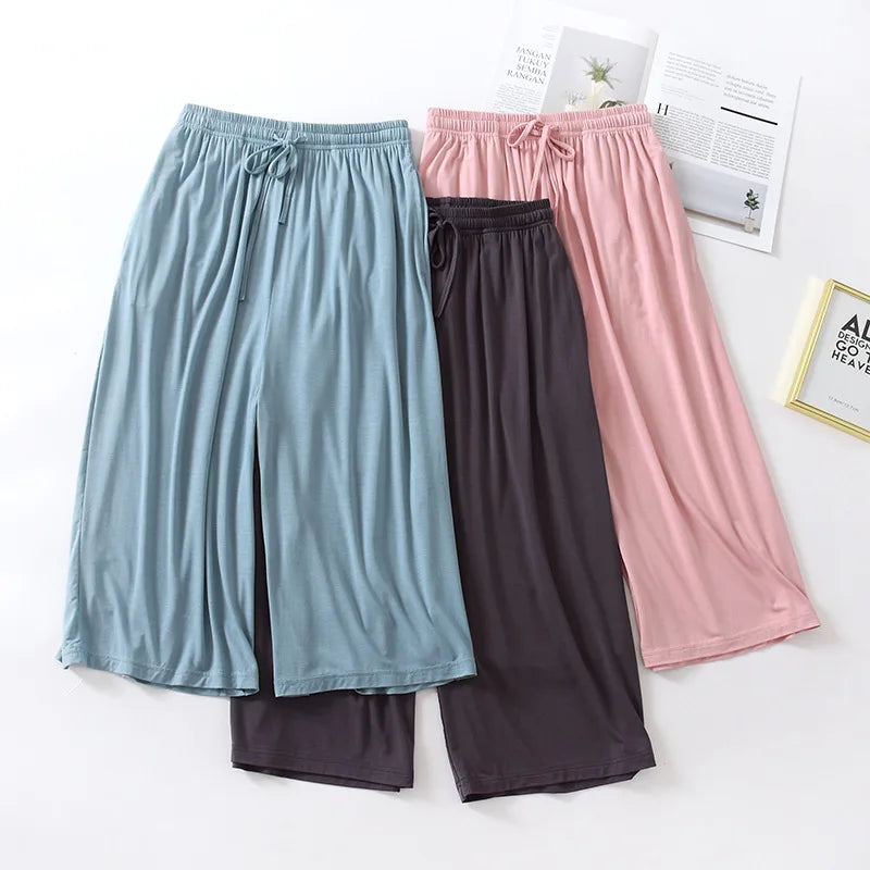 Btsukimi Women's Modal Blend Pajama Pants - Loose Cropped Sleepwear