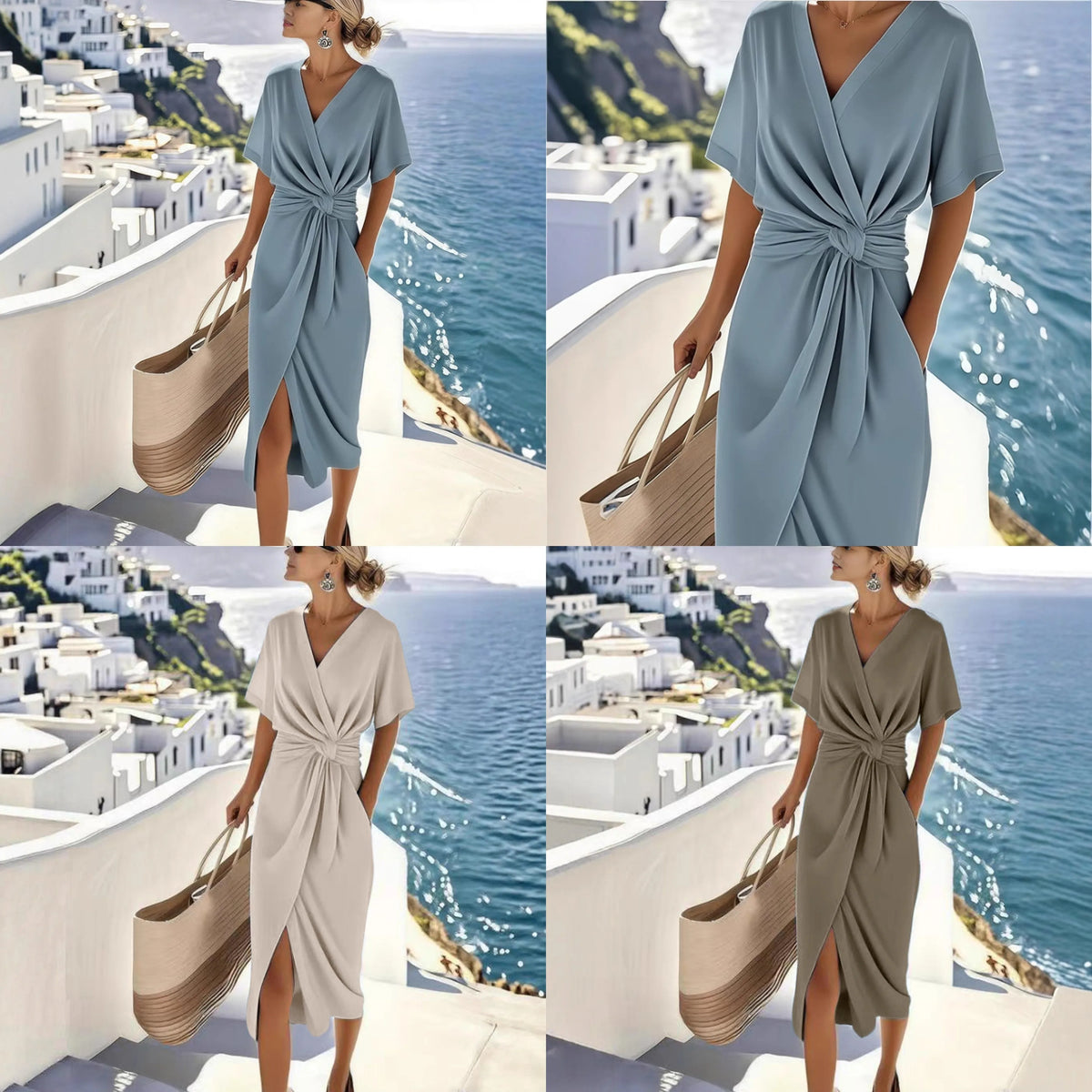 Women Summer Dress Dresses Spring Satin Split Wrap Tie Bodycon Midi Slip Party Evening Matching Set