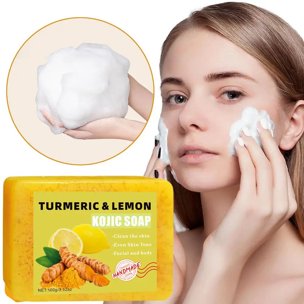 Lemon Turmeric Kojic Acid Soap Bar - Handmade Exfoliating Face & Body